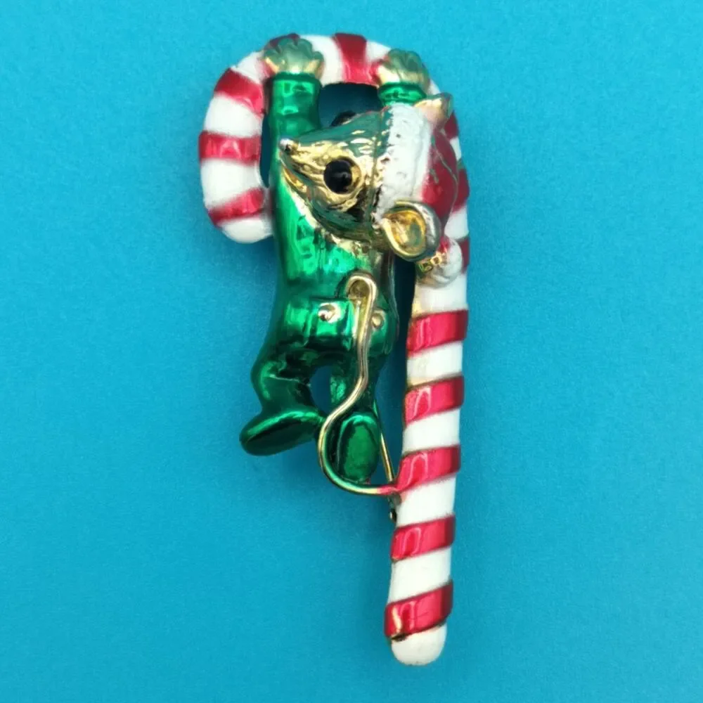 Mouse Elf Candy Cane Brooch 2.5